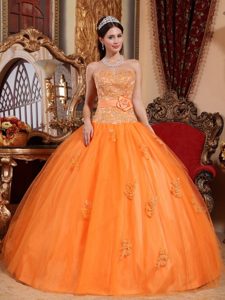 Beading and Appliques Sweetheart Orange Quince Dresses