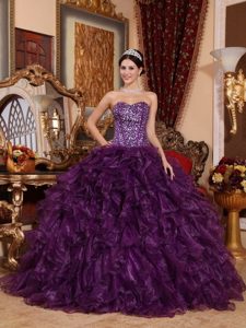 Purple Sweetheart Sequins Quinceanera Dress with Ruffles