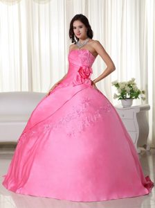 Pink Sweetheart Sequins and Embroidery Quinceanera Dress