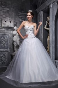 Princess Sweetheart Beading White Dress For Quinceanera