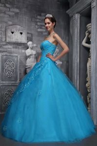 Blue Sweetheart Beading and Appliques Quinceanera Dress