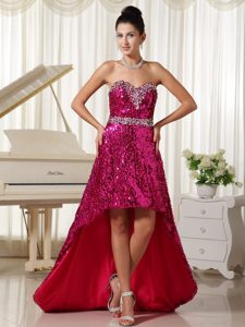 Paillette Over Skirt with Sweetheart High-low Prom Evening Dress