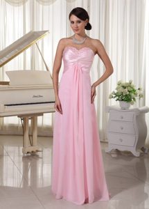 Beaded Sweetheart Chiffon Dresses for Prom Queen in Baby Pink