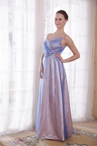 Beading Spaghetti Straps for Tulle Overlay Prom Court Dresses in Lilac