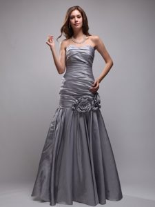 Gray Sweetheart Hand Flowers Prom Evening Dress in Mermaid