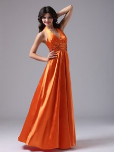 Sexy Halter Orange Red Empire For Prom Evening Dress With Paillette