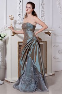 Olive Green Empire Strapless Embroidery Dresses For Prom Night