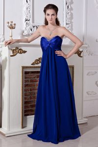 Empire Sweetheart Royal Blue Beading Chiffon Dresses For JS Prom