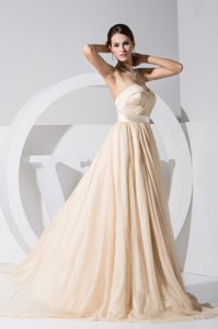 A-line Sweetheart Brush Train Champagne Prom Holiday Dress
