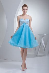 Sweetheart Short Aqua Blue Appliqued Prom Homecoming Dress