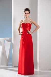 Sweetheart Red Column Ruching Taffeta and Chiffon Dresses For Prom Night
