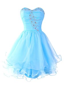 Sweetheart Sleeveless Organza Dress for Prom Beading and Ruffled Layers Lace Up