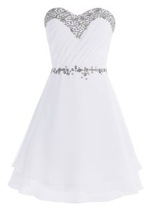 Sleeveless Zipper Mini Length Beading Dress for Prom