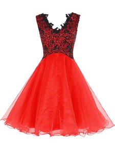 Charming V-neck Sleeveless Organza Lace Zipper