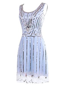 Beautiful Sequins Column/Sheath Homecoming Dress Lavender Scoop Tulle Sleeveless Mini Length Side Zipper