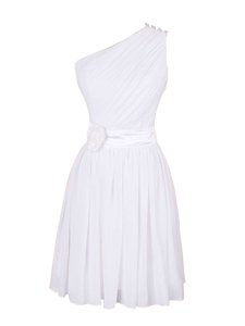 Dynamic One Shoulder Mini Length Column/Sheath Sleeveless White Prom Party Dress Zipper