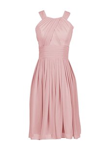 Exceptional Pink Scoop Neckline Pleated Prom Evening Gown Sleeveless Zipper