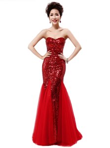 Eye-catching Mermaid Sequined Sleeveless Prom Gown and Sequins
