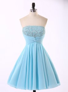 Amazing Chiffon Sleeveless Mini Length Prom Dress and Beading and Sequins and Ruching