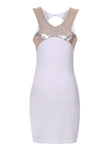 Halter Top White Sleeveless Mini Length Sequins Zipper Homecoming Dress