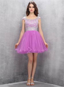 Lilac Evening Dress Prom and Party and For with Beading Scoop Sleeveless Zipper
