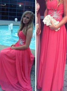 Sweetheart Sleeveless Backless Prom Dresses Hot Pink Chiffon