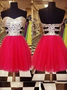 Red Dress for Prom Prom and Party and For with Sequins Sweetheart Sleeveless Zipper