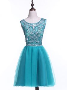 Pretty Scoop Sleeveless Beading and Sequins Zipper Prom Evening Gown