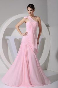 Pink Chiffon Floor-length One Shoulder 2013 Prom Dress in Canberra