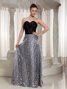 Empire Leopard Strapless Ruching Sweetheart Floor-length Prom Dress