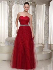 Red Beading Floor-length Sweetheart Prom Homecoming Dress For Wear
