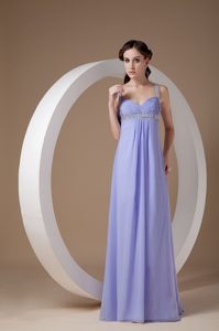 Empire Straps Beaded Floor-length Lilac Lady Of The Evening Dresses