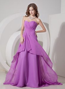 Cheap Lavender Empire Sweetheart Prom Dress in Chiffon