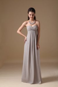 Grey Empire Chiffon Ruched Prom Dress with Sweetheart