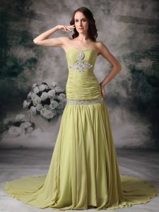 Customize Yellow Green Mermaid Style Beading for Prom Dress