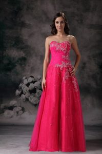 Hot Pink A-line Sweetheart Formal Prom Dress with Beading