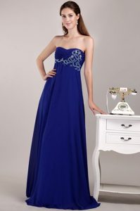 Royal Blue Empire Chiffon Beading Dress for Prom / Evening