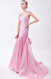 Light Pink Mermaid Sweetheart Beading Prom Dress Court Train