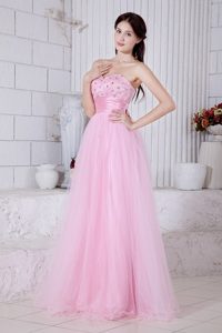 Baby Pink Princess Sweetheart Beading Prom Formal Dress Floor-length