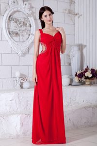 Sexy Red Beading Accent Prom / Evening Dress Backless Design