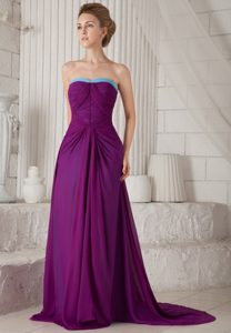 Empire Brush Chiffon Ruched Prom Evening Dress in Dark Purple