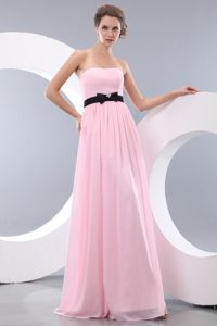 Elegant Baby Pink Empire Chiffon Prom Dress Belt Decorate