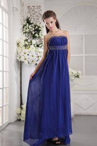 Blue Empire Strapless Beading Prom Evening Dress in Laval