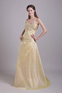 Princess Sweetheart Beading Prom Evening Dress in Light Yellow