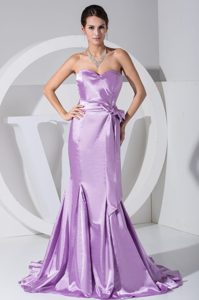 Sweetheart Trumpet Sweep Train Prom Dresses in Lavender