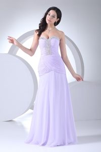 Lilac Sweetheart Beading Ruching Dresses For Prom Princess