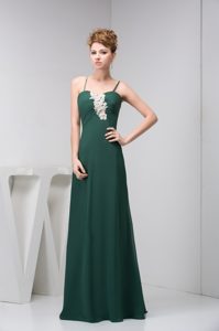 Dark Green Prom Holiday Dress with Spaghetti Straps in Dark Green