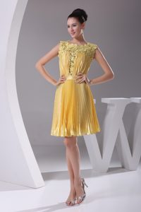 Yellow Pleating Scoop Straight Hamilton Short Prom Dress
