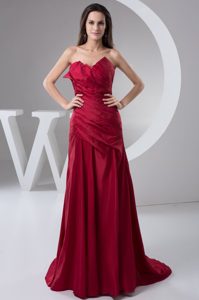 Sweetheart Ruching Prom Celebrity Dress in Wine Red at Winnipeg