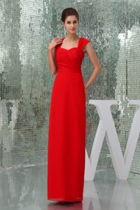 Square Ruched Neckline Red Prom Dress with Cutout Back